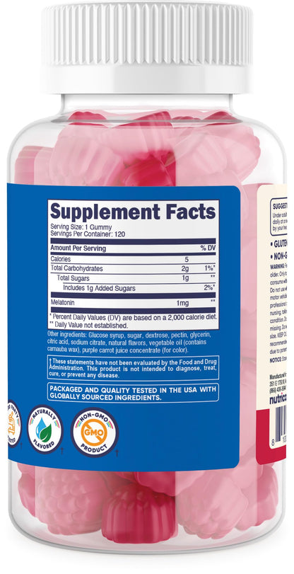 Nutricost Kids Melatonin Gummies 1mg – 120 Strawberry Flavored