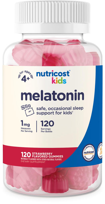 Nutricost Kids Melatonin Gummies 1mg – 120 Strawberry Flavored
