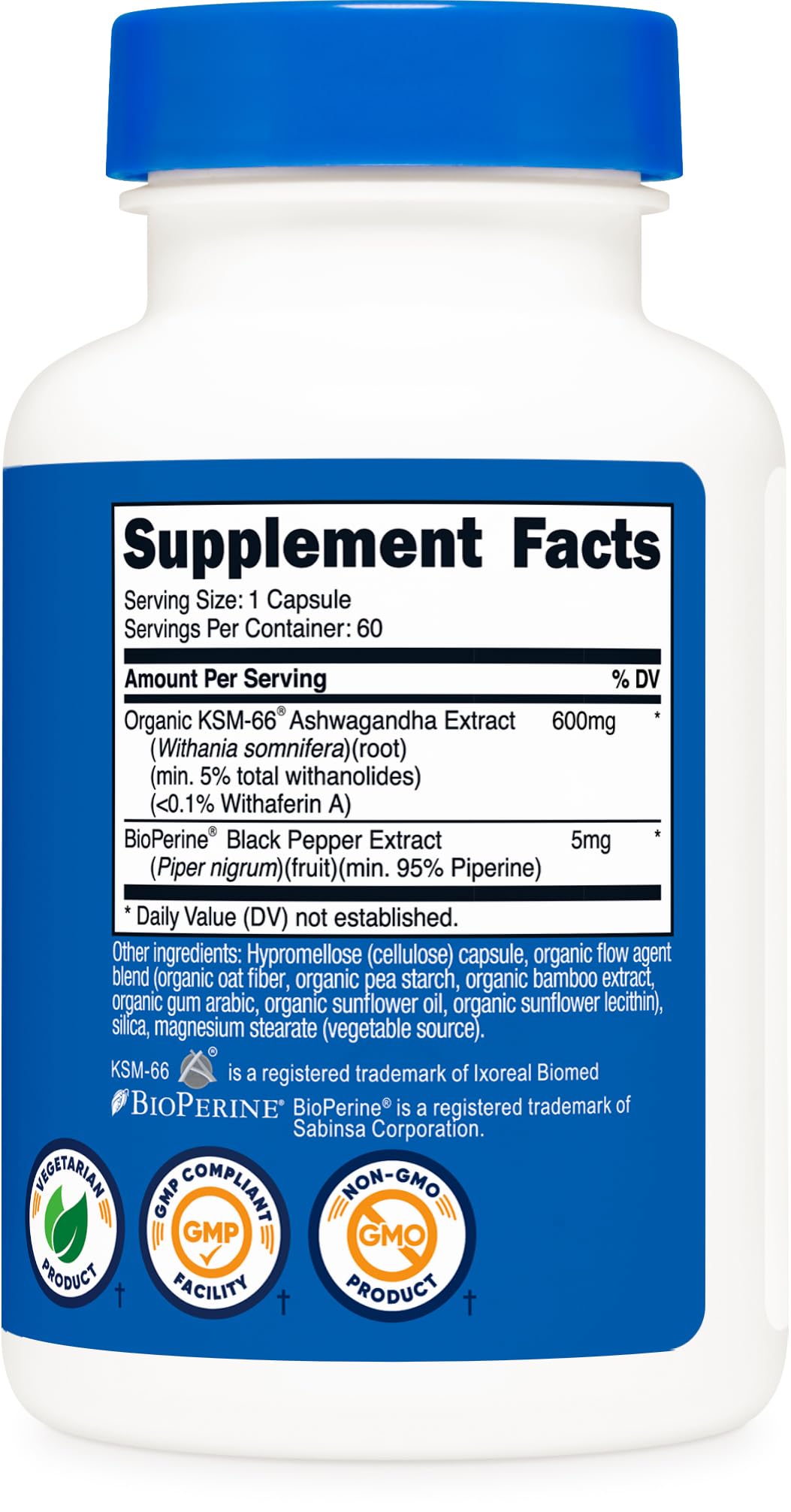 Nutricost KSM-66 Ashwagandha 600mg - 60 Veggie Caps | BioPerine