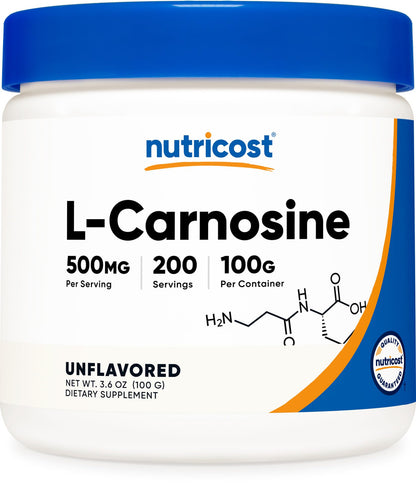 Nutricost L-Carnosine Powder 100 Grams (200 Servings) – Non-GMO, Gluten Free