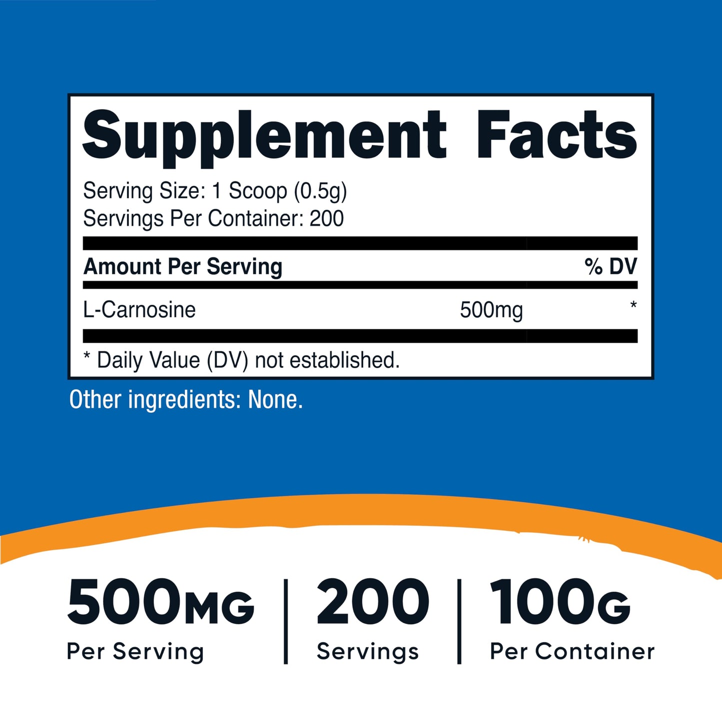 Nutricost L-Carnosine Powder 100 Grams (200 Servings) – Non-GMO, Gluten Free