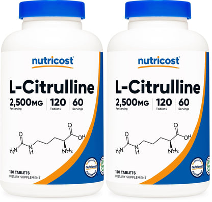 Nutricost L-Citrulline 2500 mg per Serving – 120 Tablets, 2-Pack (Non-GMO & Gluten Free) | GMP & FDA Registered