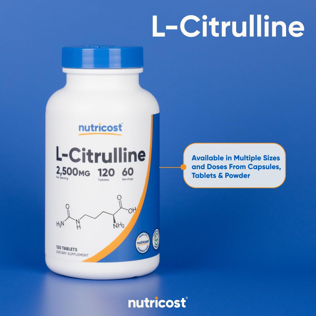 Nutricost L-Citrulline 2500 mg per Serving – 120 Tablets, 2-Pack (Non-GMO & Gluten Free) | GMP & FDA Registered
