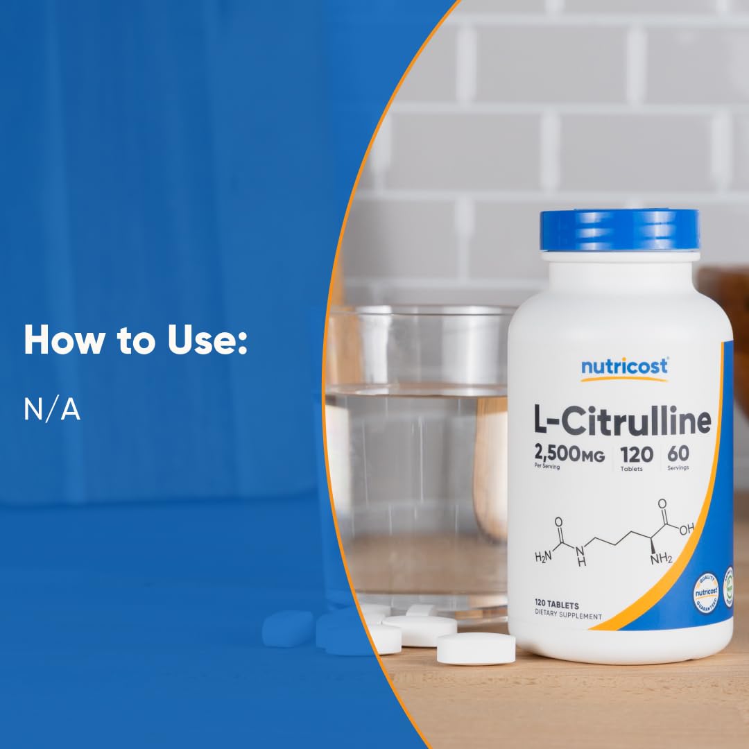 Nutricost L-Citrulline 2500 mg per Serving – 120 Tablets, 2-Pack (Non-GMO & Gluten Free) | GMP & FDA Registered