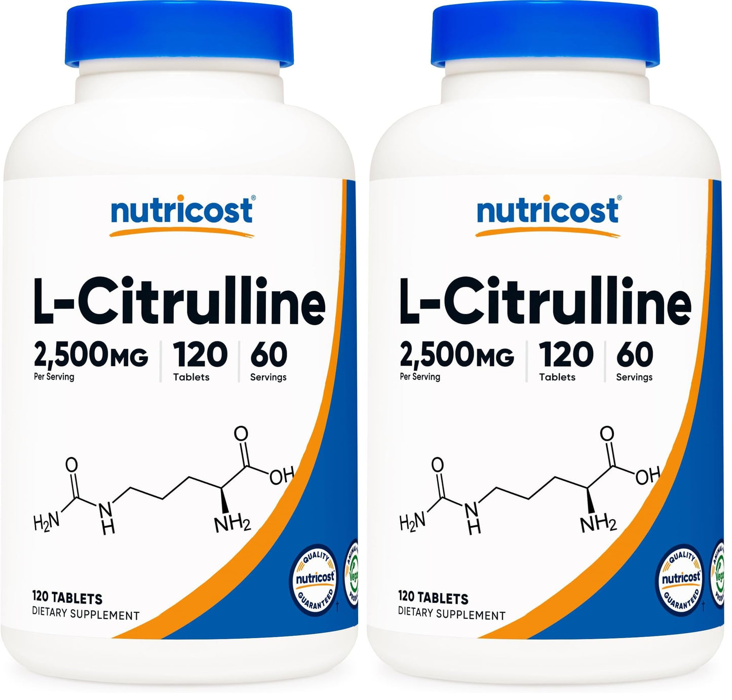 Nutricost L-Citrulline 2500 mg per Serving – 120 Tablets, 2-Pack (Non-GMO & Gluten Free) | GMP & FDA Registered
