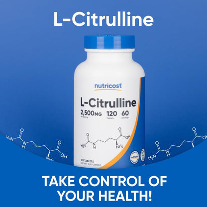Nutricost L-Citrulline 2500 mg per Serving – 120 Tablets, 2-Pack (Non-GMO & Gluten Free) | GMP & FDA Registered