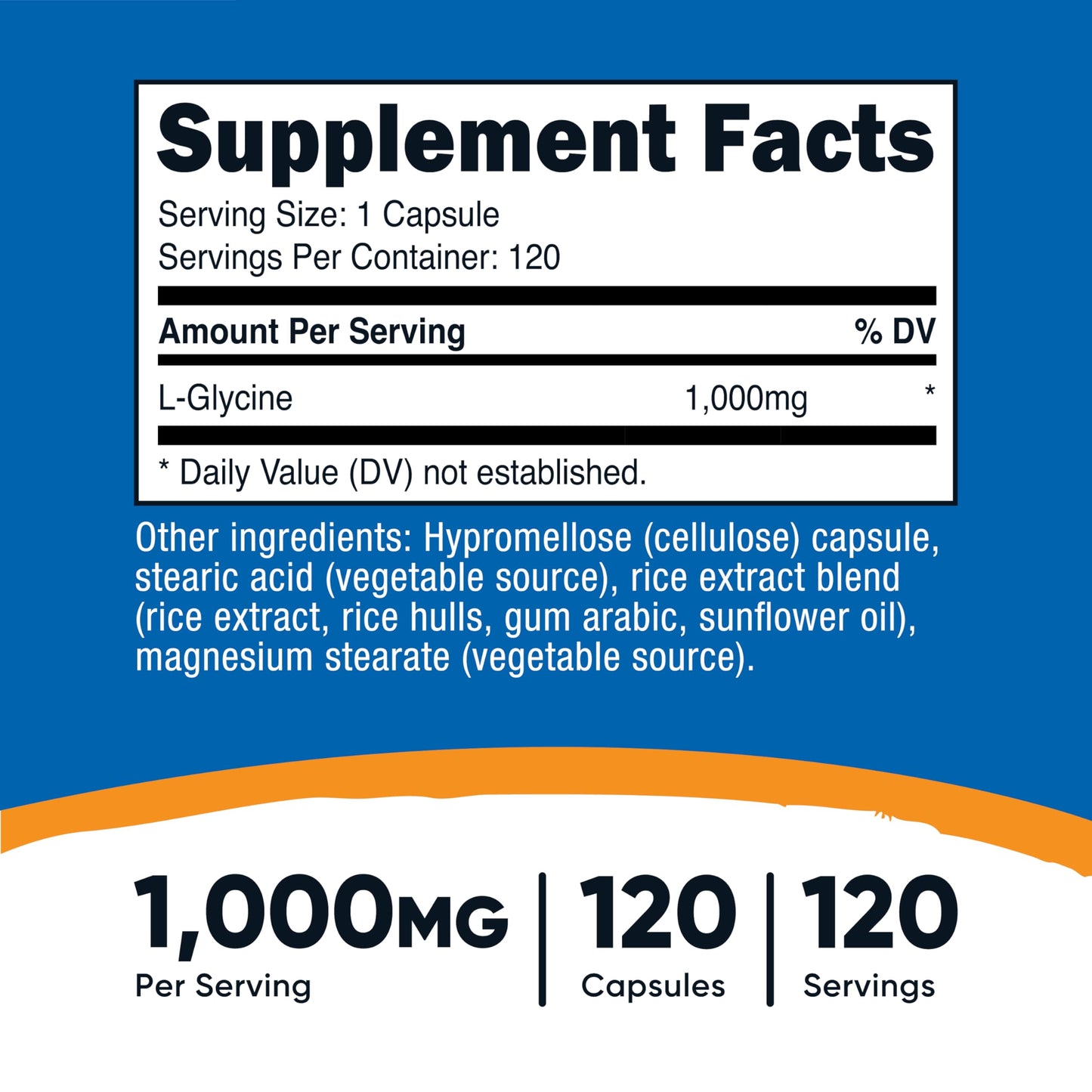 Nutricost L-Glycine 1000mg | 120 Vegetarian Capsules | Non-GMO & Gluten Free