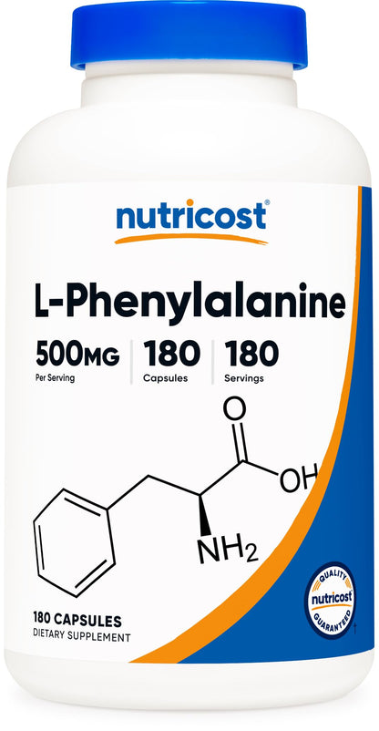 Nutricost L-Phenylalanine 500mg – 180 Capsules | USA Made, GMP Certified