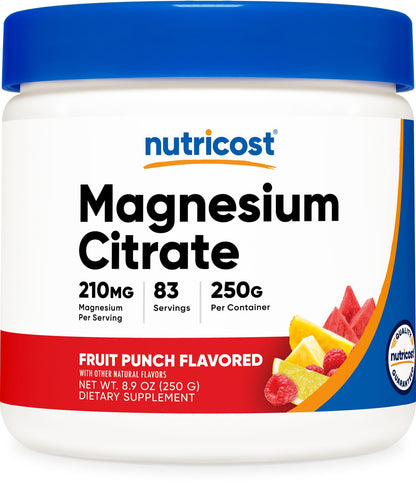 Nutricost Magnesium Citrate Powder – Fruit Punch, 250 g
