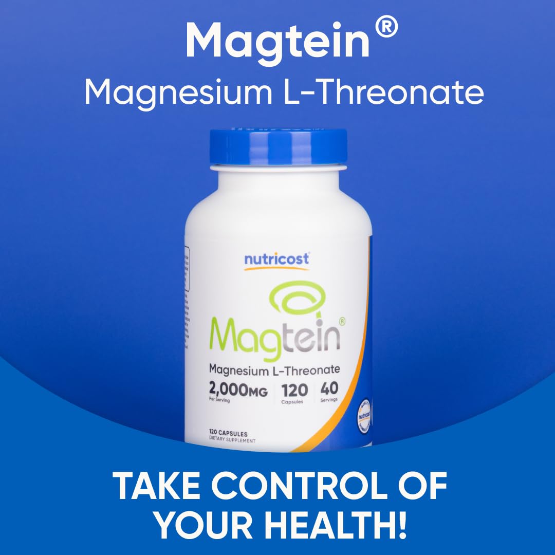 Nutricost Magnesium L-Threonate (Magtein) 2000mg – 120 Capsules – Non-GMO, Gluten Free, Vegetarian Friendly