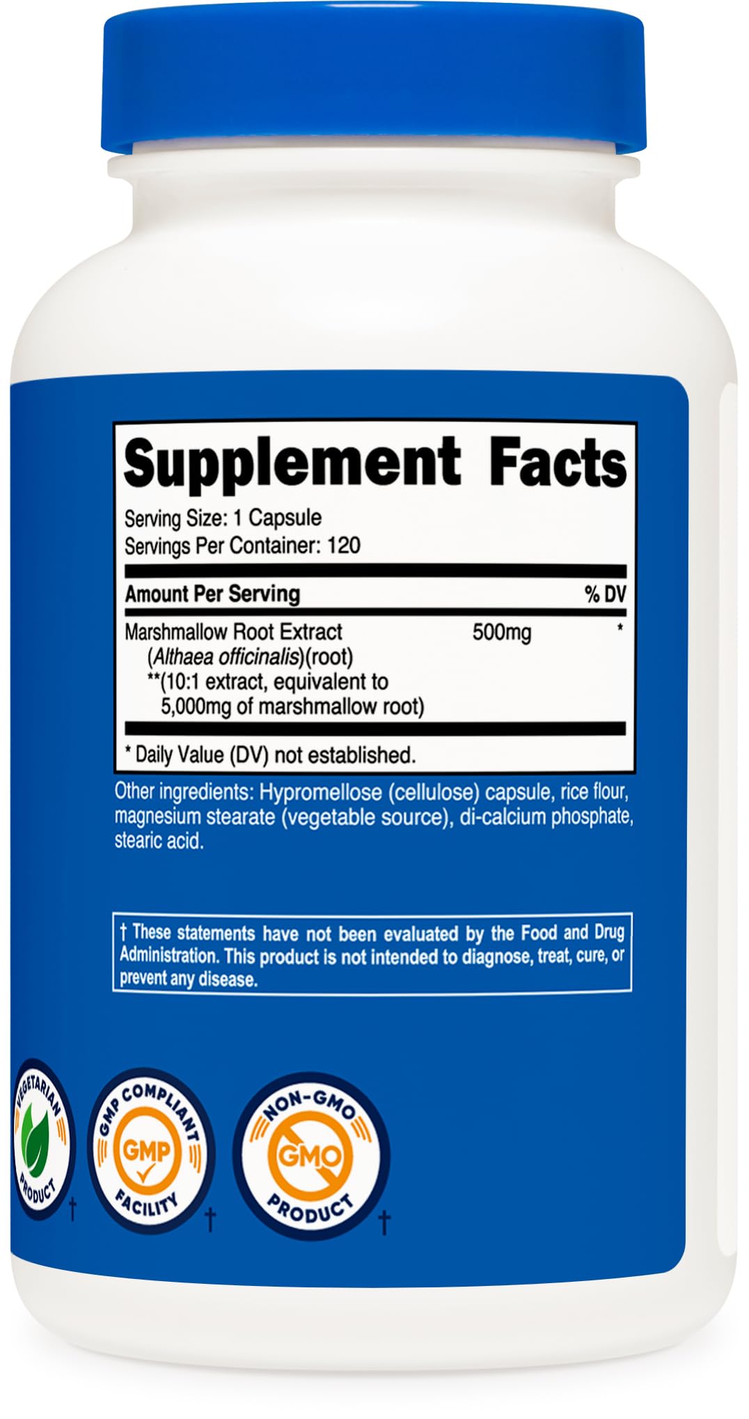 Nutricost Marshmallow Root 5000mg Equivalent - 120 Vegetarian Capsules (10:1 Extract)