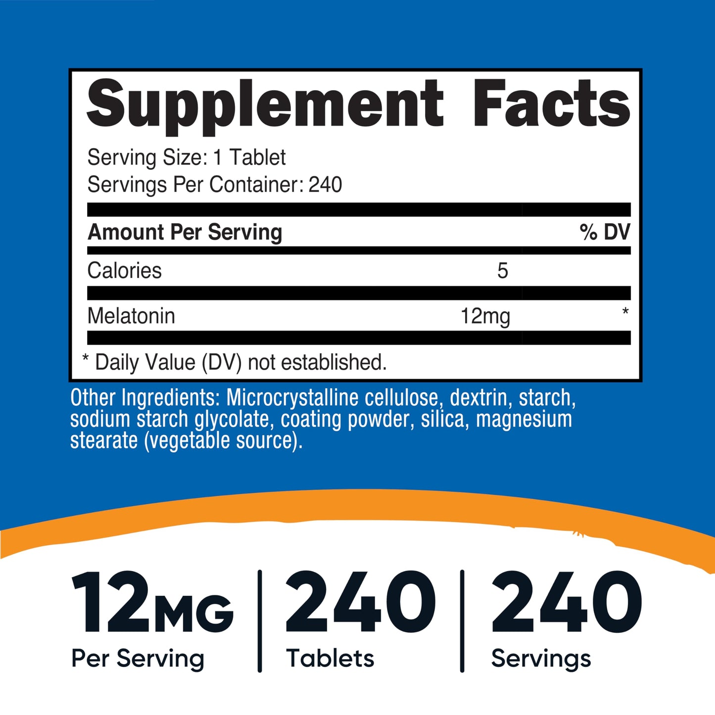 Nutricost Melatonin 12mg - 240 Tablets | Sleep Support | Non-GMO, Gluten Free