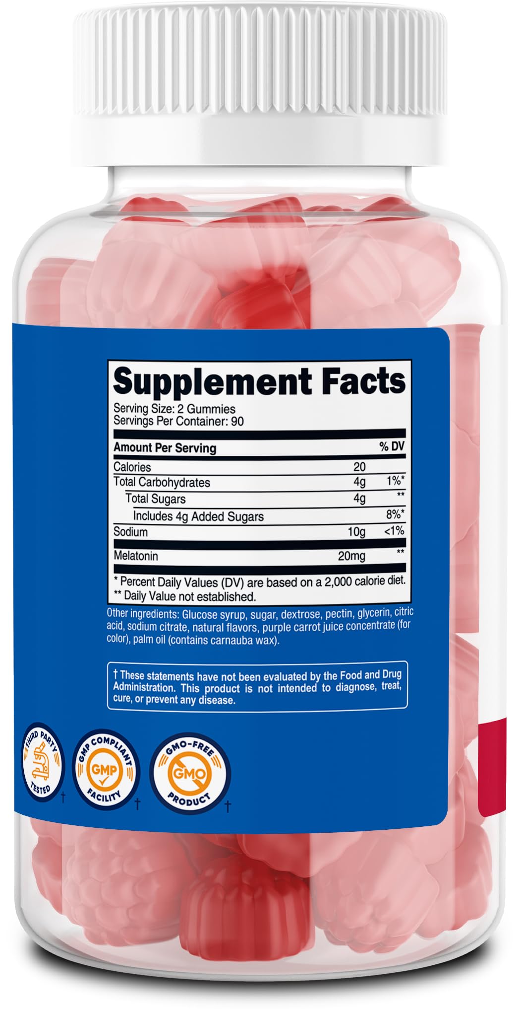 Nutricost Melatonin Gummies 20mg per Serving (180 Strawberry Flavored Gummies) - Gluten-Free