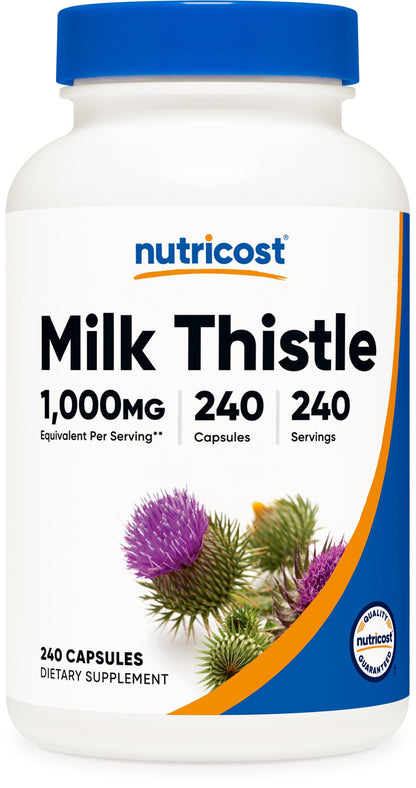 Nutricost Milk Thistle 1,000mg Equivalent - 240 Capsules | 4:1 Extract, Vegan, Non-GMO & Gluten Free