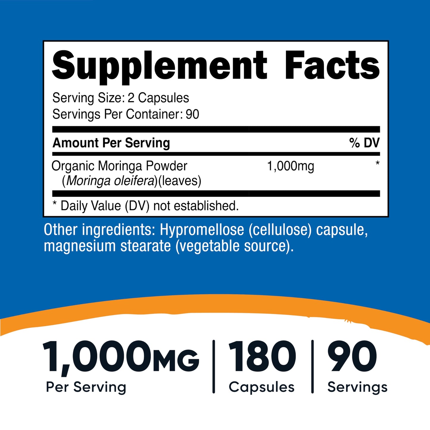 Nutricost Moringa Capsules 500mg – 180 Capsules (90 Servings) | Vegetarian, Non-GMO, Gluten Free, Soy Free