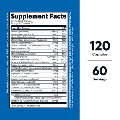 Nutricost Multivitamin with Probiotics – 120 Vegetarian Capsules | Packed with Vitamins & Minerals