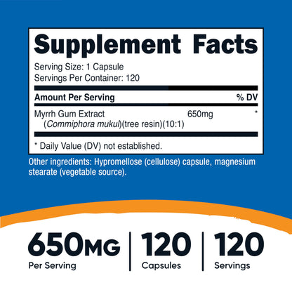 Nutricost Myrrh Extract Capsules 650 mg - 120 Count - Gluten Free, Vegetarian, Non-GMO