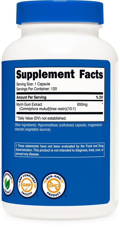Nutricost Myrrh Extract Capsules 650 mg - 120 Count - Gluten Free, Vegetarian, Non-GMO