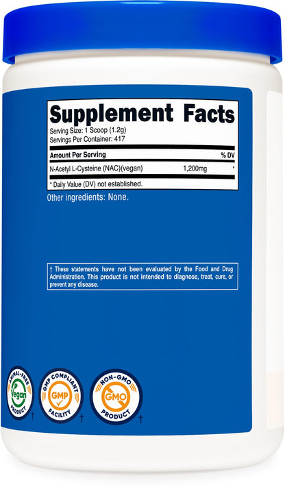 Nutricost N-Acetyl L-Cysteine (NAC) Powder 500g – Vegan, Non-GMO, Gluten Free