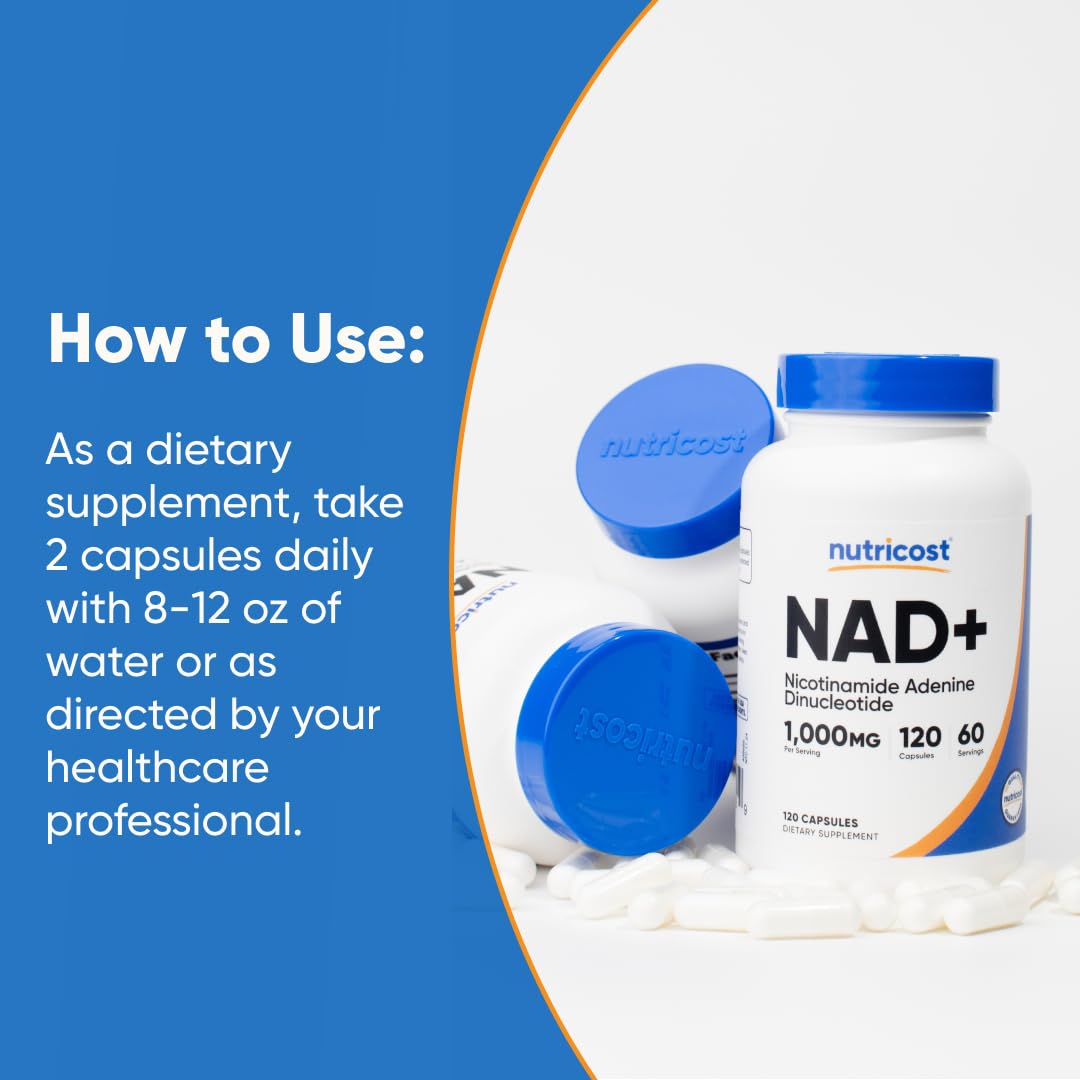 Nutricost NAD+ Supplement 1,000mg per Serving - 60 Servings, Vegan & Gluten-Free
