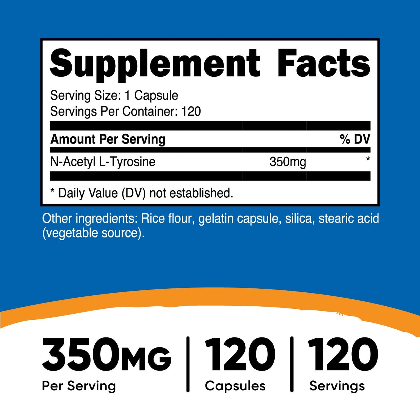 Nutricost N-Acetyl L-Tyrosine (NALT) 350mg – 120 Capsules | Gluten Free, Non-GMO