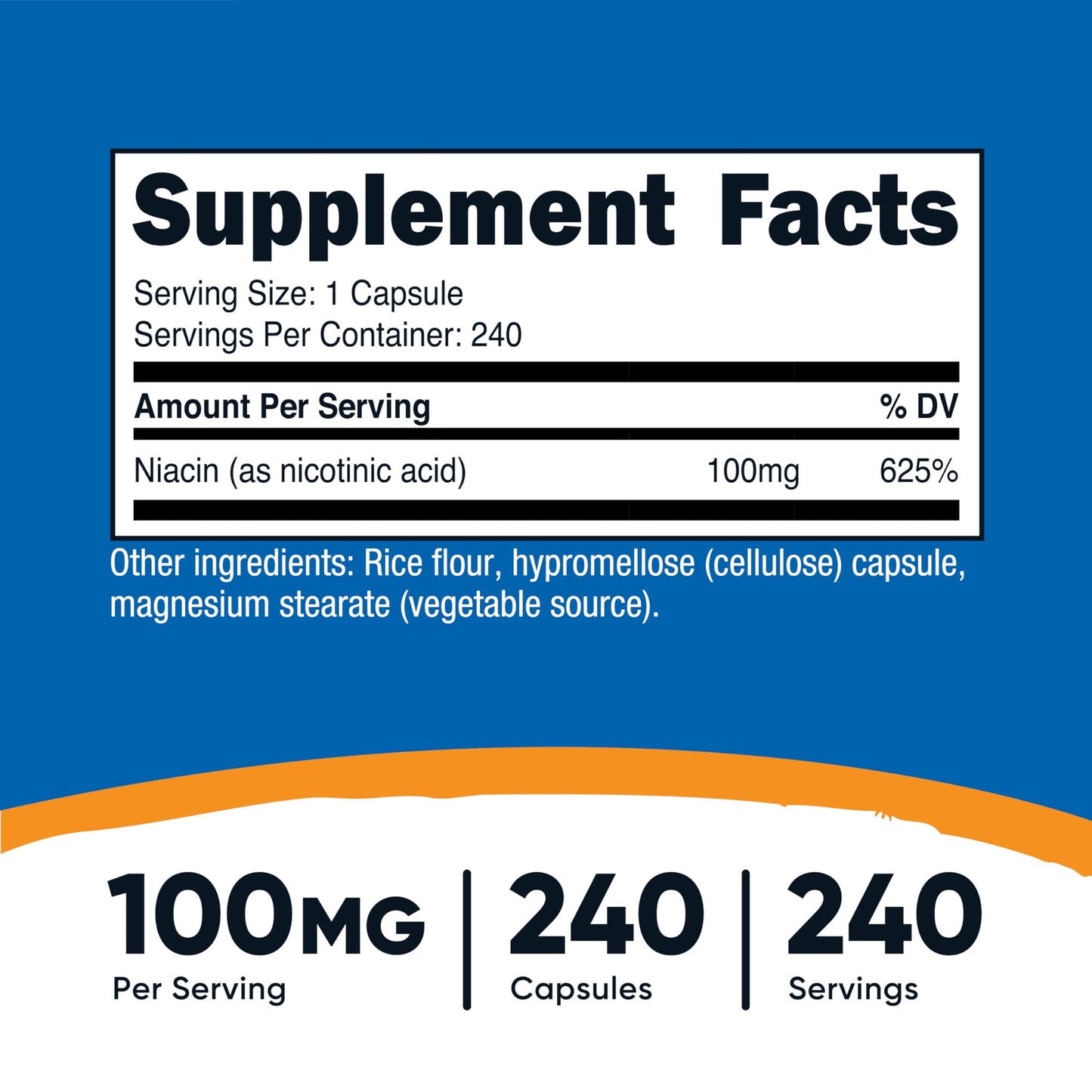 Nutricost Niacin 100mg – 240 Capsules | Gluten Free, Non-GMO
