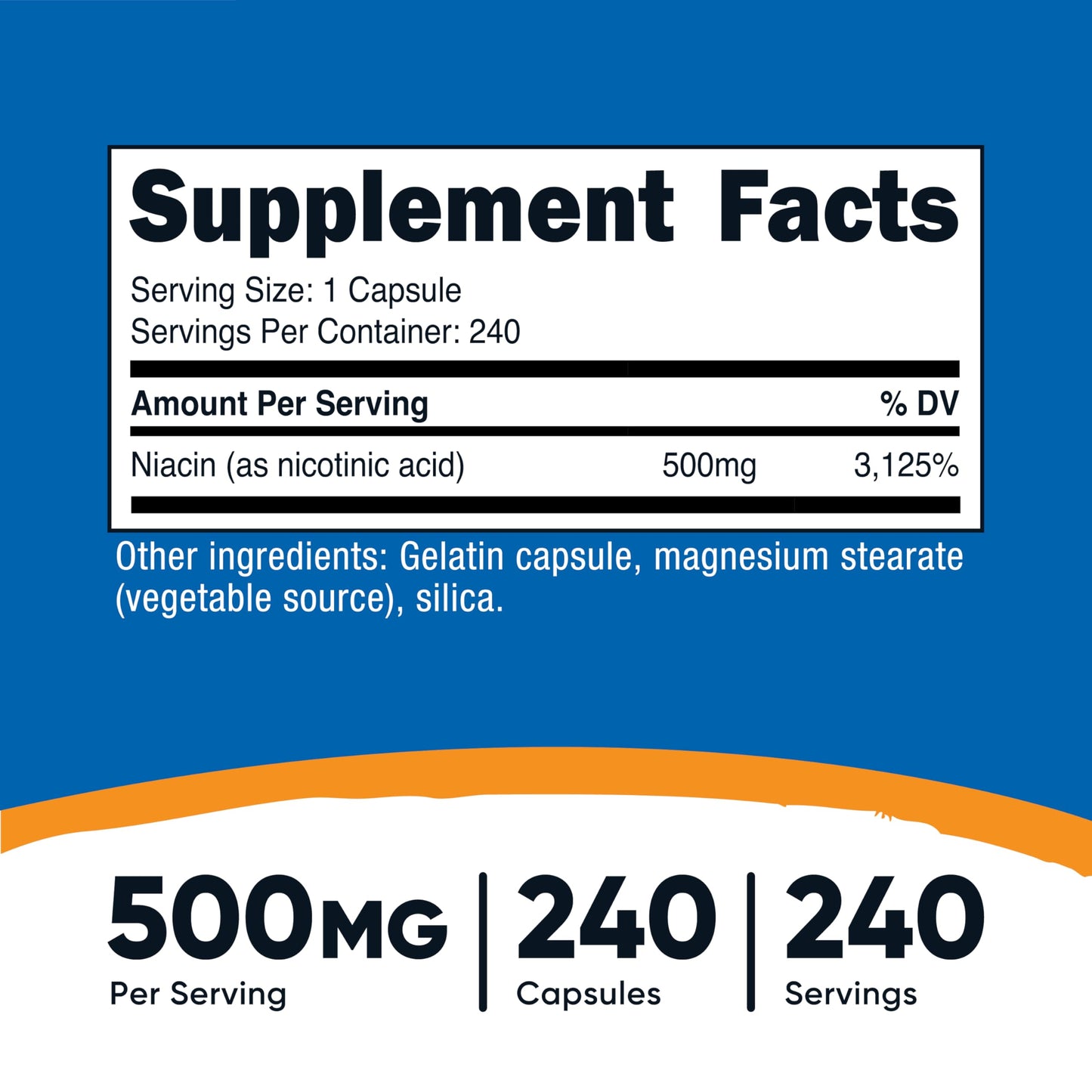 Nutricost Niacin (Vitamin B3) 500mg, 240 Capsules - Non-GMO, Gluten Free