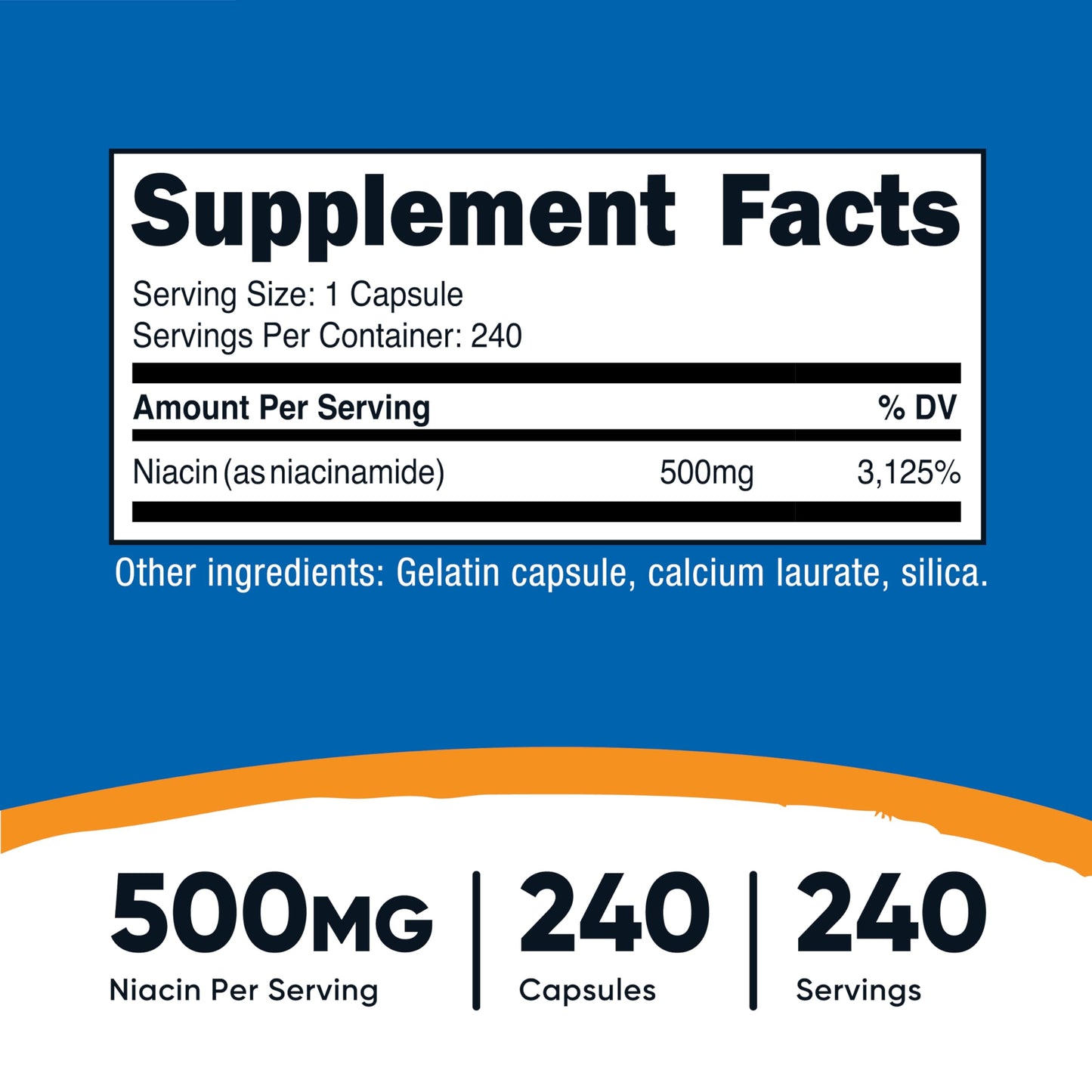 Nutricost Niacinamide 500mg (Vitamin B3) – 240 Capsules | Non-GMO, Gluten Free, Flush Free