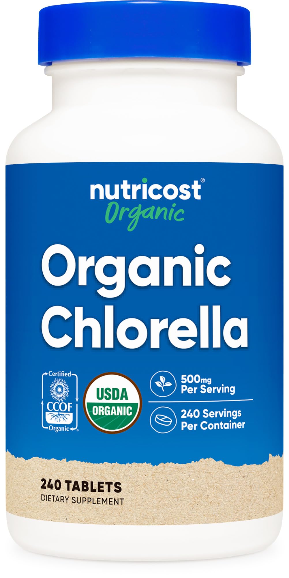 Nutricost Organic Chlorella 500mg – 240 Tablets, Gluten Free & Non-GMO