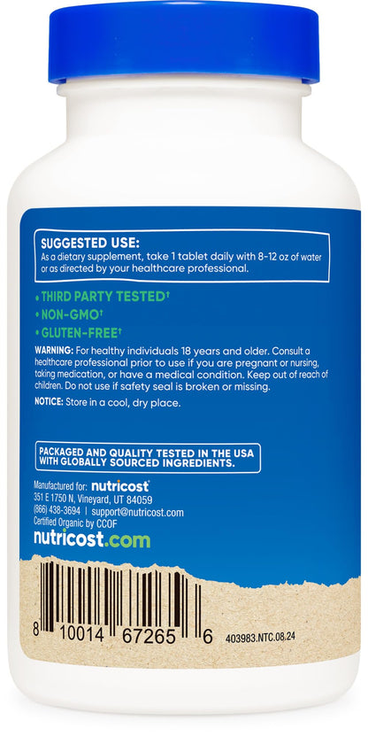 Nutricost Organic Chlorella 500mg – 240 Tablets, Gluten Free & Non-GMO