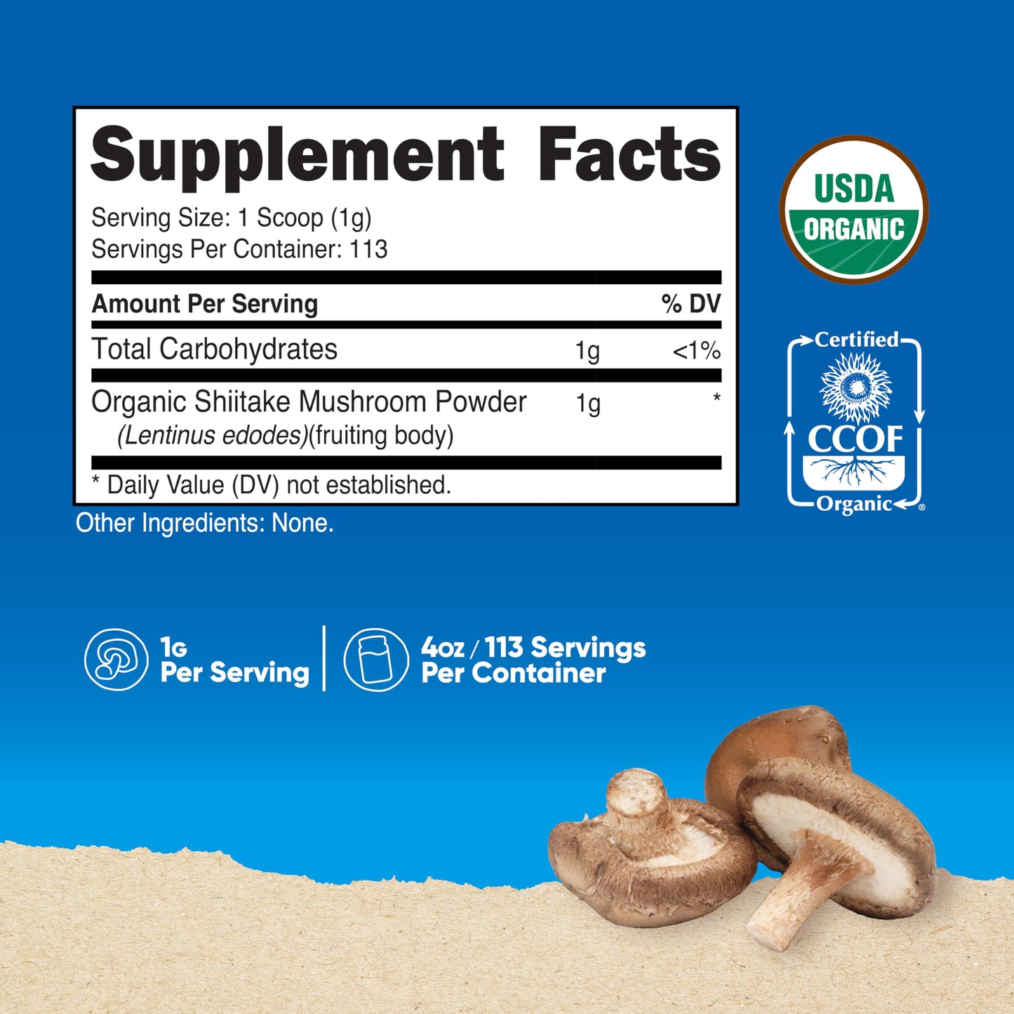 Nutricost Organic Shiitake Mushroom Powder 4 oz – Gluten Free, Non-GMO