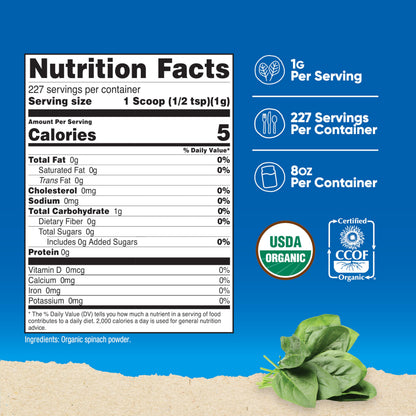 Nutricost Organic Spinach Powder 8oz – USDA Organic, Non-GMO, 56 Servings
