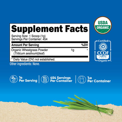 Nutricost Organic Wheatgrass Powder 1 LB - Non-GMO Superfood
