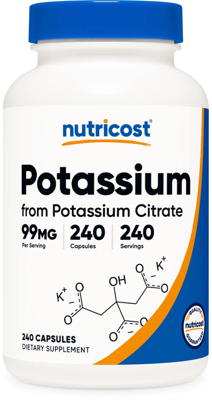 Nutricost Potassium Citrate 99mg, 240 Capsules – Gluten Free, Non-GMO