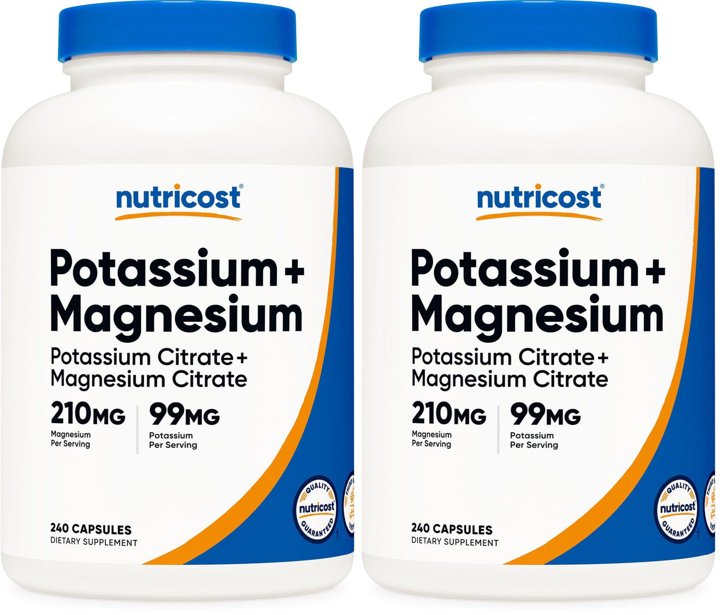 Nutricost Potassium 99 mg & Magnesium 210 mg Citrates, 240 Capsules | Non-GMO, Gluten Free | Pack of 2