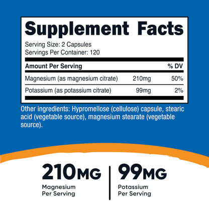 Nutricost Potassium 99 mg & Magnesium 210 mg Citrates, 240 Capsules | Non-GMO, Gluten Free | Pack of 2