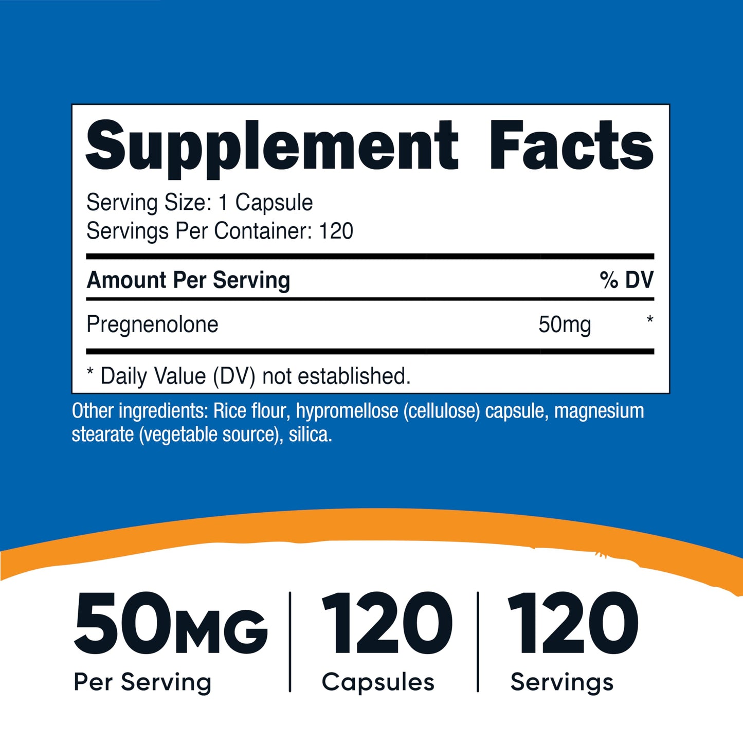 Nutricost Pregnenolone 50mg – 120 Capsules | Non-GMO, Gluten Free, Vegetarian
