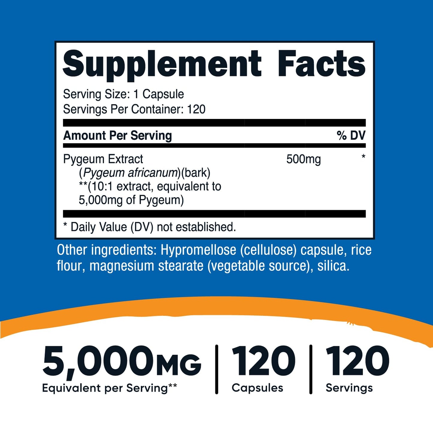 Nutricost Pygeum Extract 5000mg - 120 Veggie Capsules, Non-GMO, Gluten Free