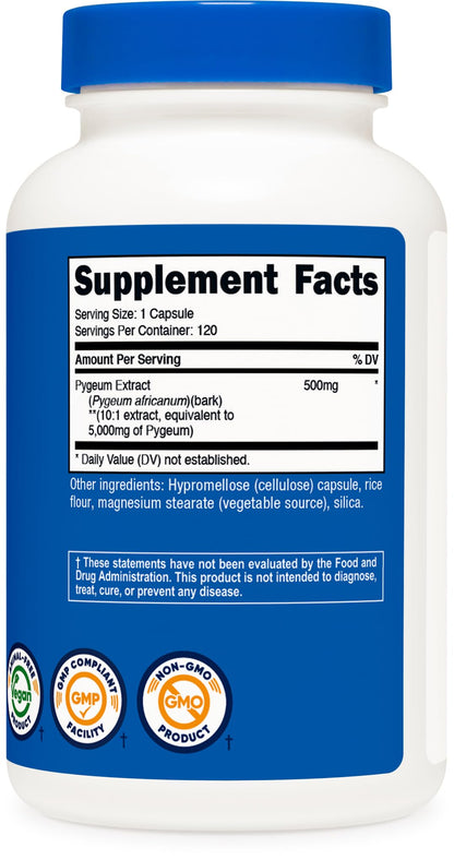Nutricost Pygeum Extract 5000mg - 120 Veggie Capsules, Non-GMO, Gluten Free