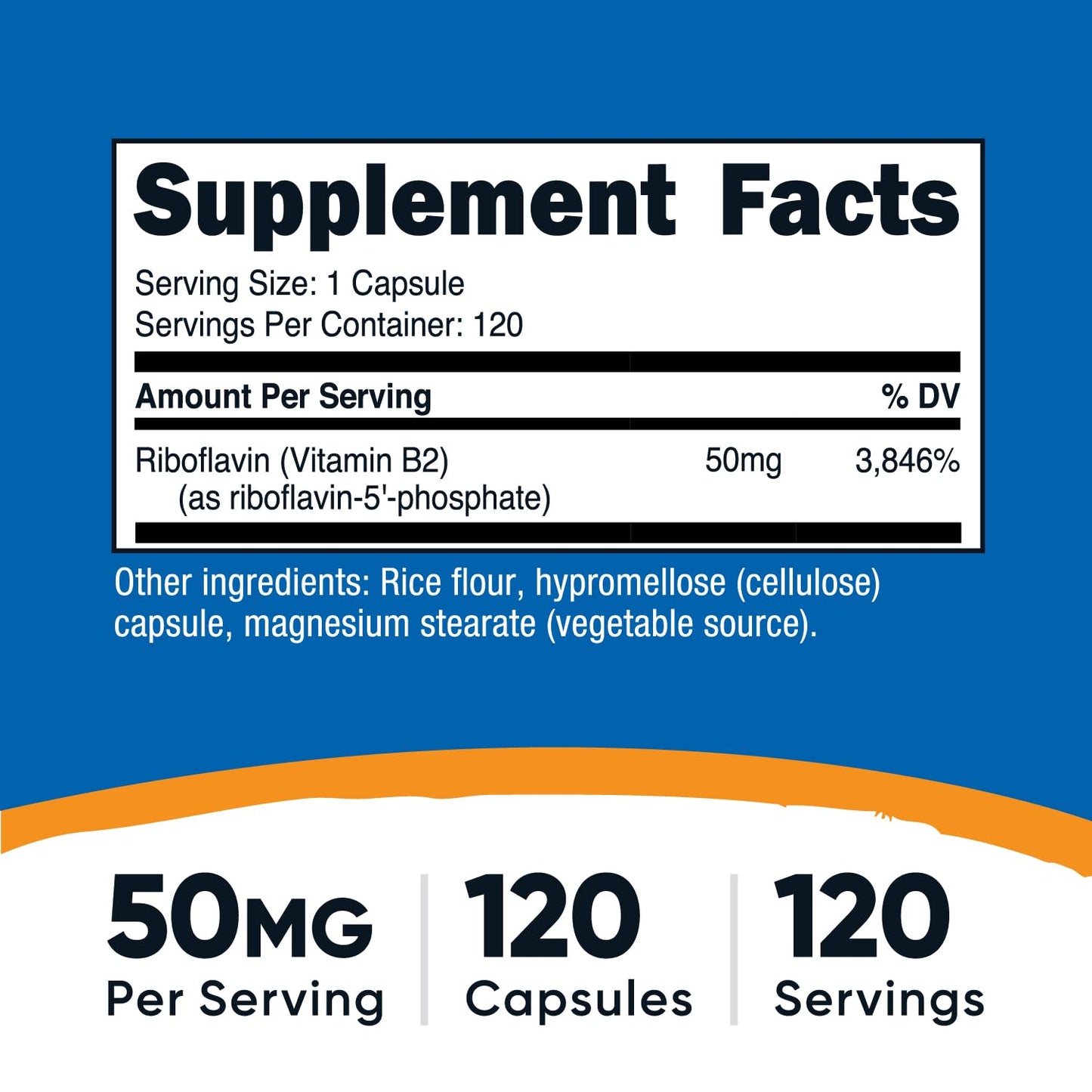 Nutricost R-5-P (Riboflavin-5-Phosphate) Vitamin B2 50 mg - 120 Capsules | Vegan & GMO-Free