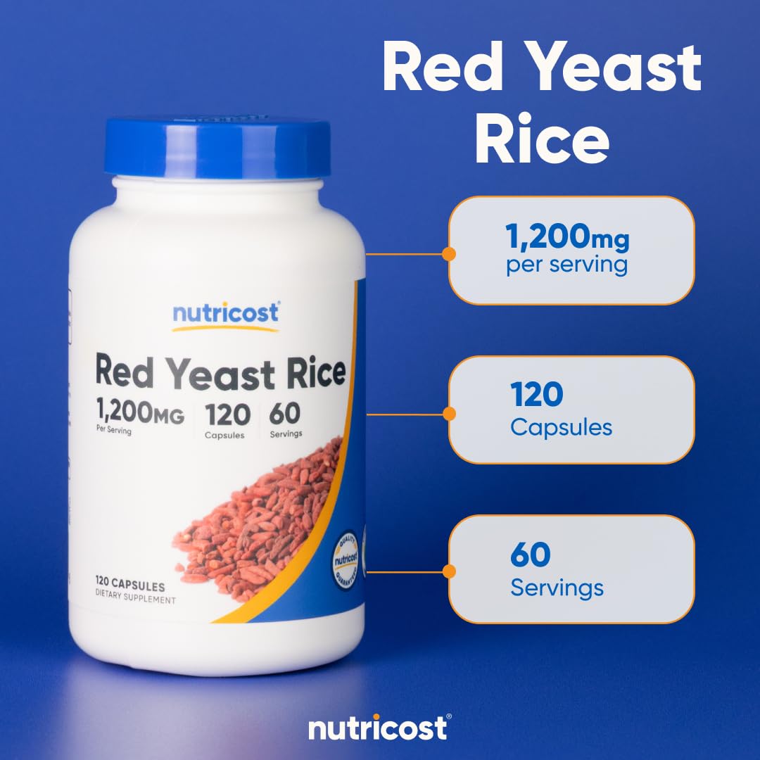 Nutricost Red Yeast Rice 1200mg – 120 Capsules (60 Servings), Veggie Caps, Non-GMO, Gluten Free