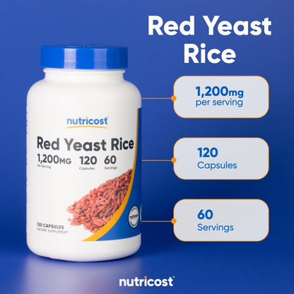 Nutricost Red Yeast Rice 1200mg – 120 Capsules (60 Servings), Veggie Caps, Non-GMO, Gluten Free