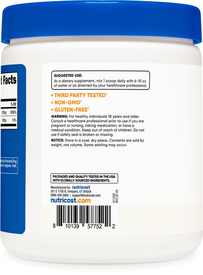 Nutricost Sodium Ascorbate Powder (1 lb) Unflavored – 2 g per Serving, Vegan, GMO-Free, Gluten-Free