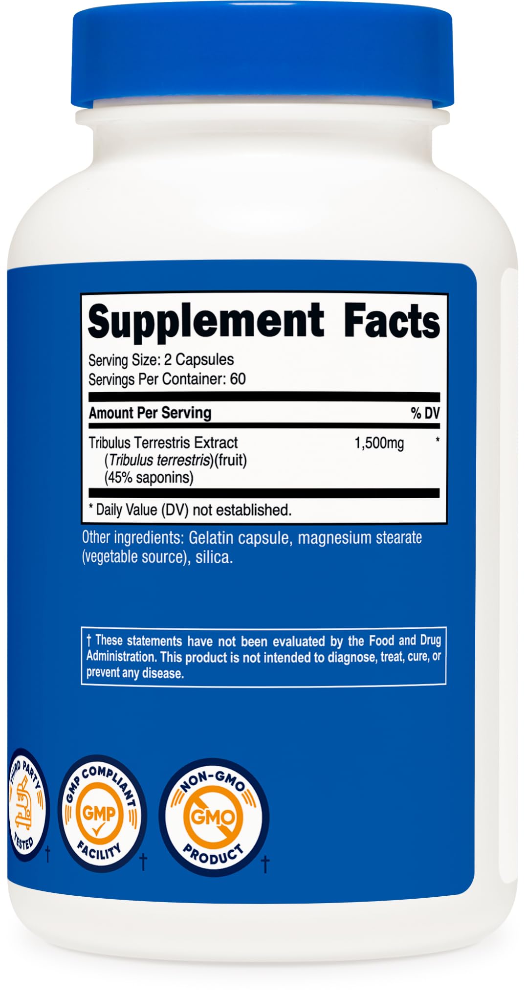 Nutricost Tribulus Terrestris Extract 1500mg - 120 Capsules | 60 Servings | Non-GMO & Gluten Free