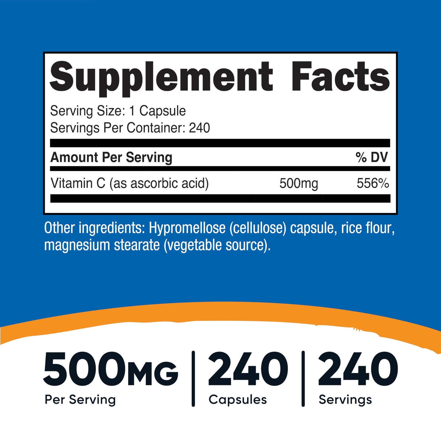 Nutricost Vitamin C 500mg – 240 Capsules | Vegetarian, Gluten Free & Non-GMO