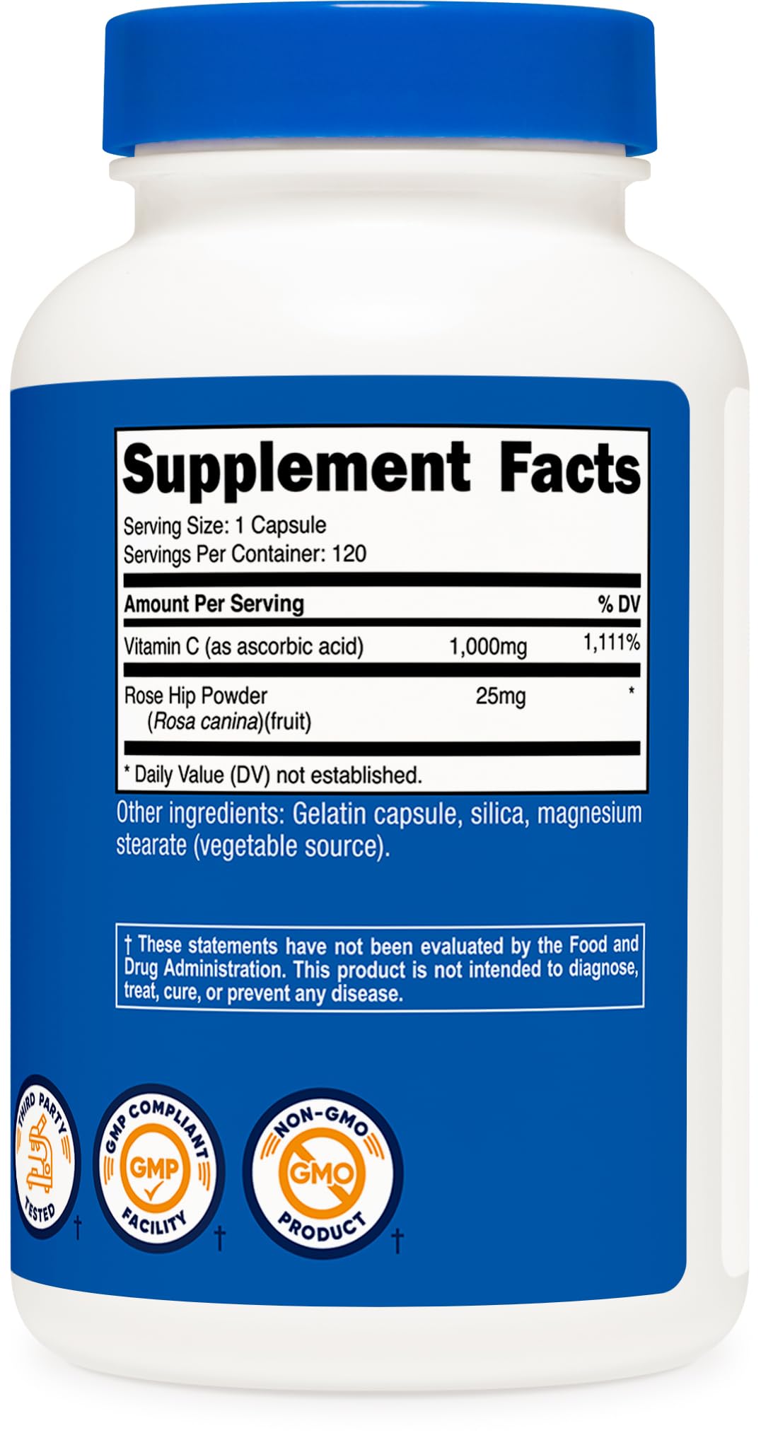 Nutricost Vitamin C with Rose Hips 1025mg – 120 Capsules | Vitamin C 1000mg + Rose Hips 25mg | Non-GMO, Gluten Free