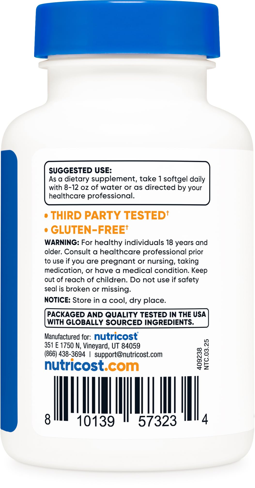 Nutricost Vitamin D3 5000 IU (125 mcg) - 240 Softgels | Non-GMO & Gluten Free
