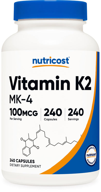 Nutricost Vitamin K2 MK-4 240 Capsules - 100 mcg, Gluten Free & Non-GMO