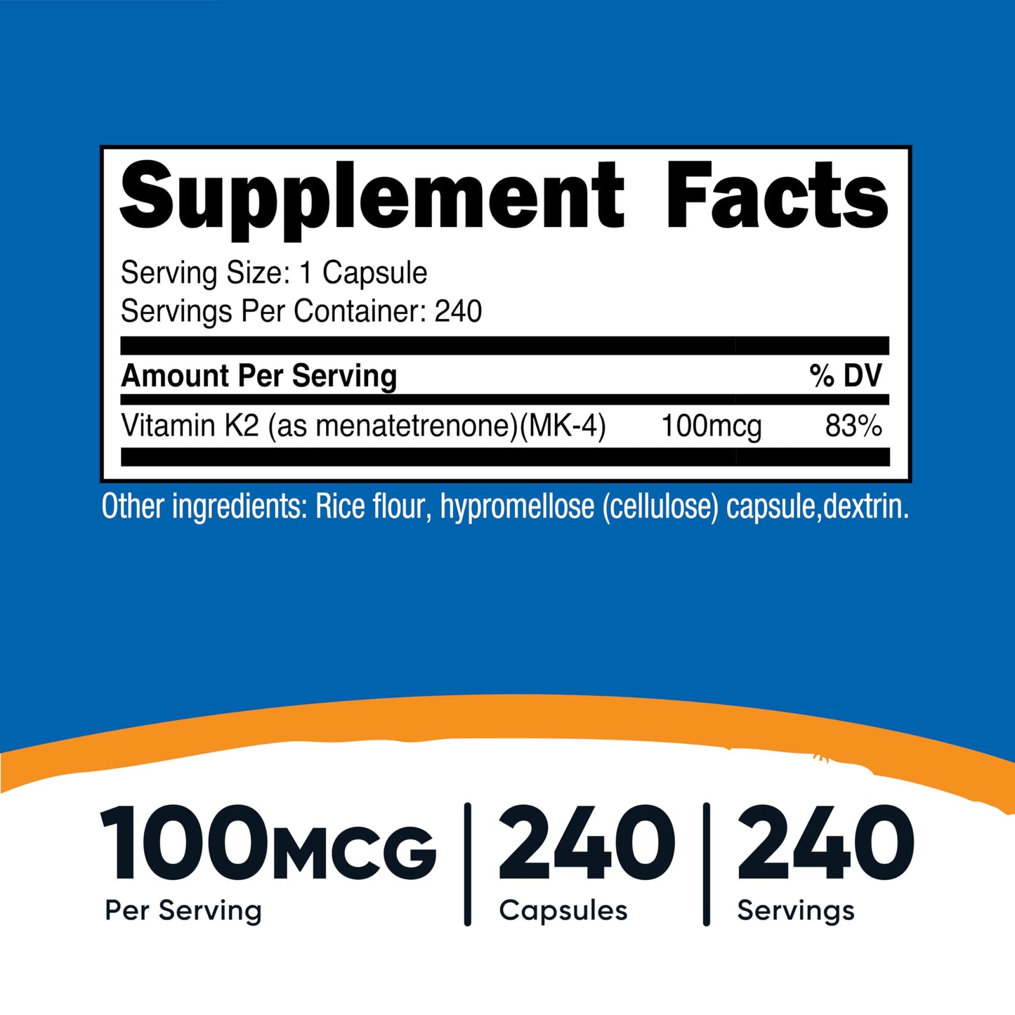 Nutricost Vitamin K2 MK-4 240 Capsules - 100 mcg, Gluten Free & Non-GMO