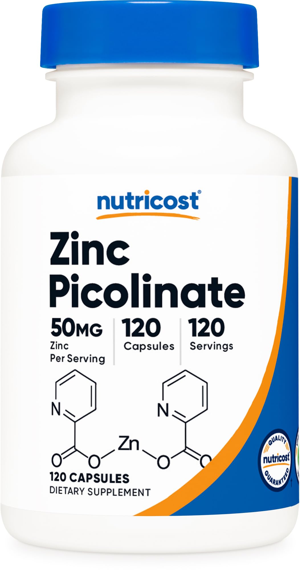 Nutricost Zinc Picolinate 50mg - 120 Vegetarian Capsules | Gluten Free & Non-GMO